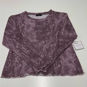 Laundry By Shelli Segal Purple Snakeskin Print Long Sleeve Top